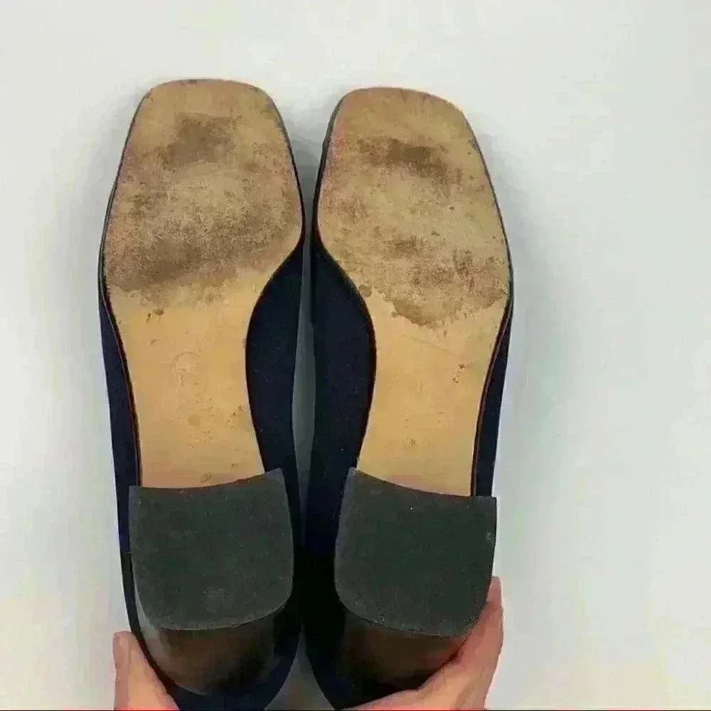 Franca Carraro Monique heels size 39.5 navy blue Italian leather vintage 90s